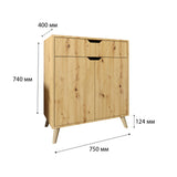 Комод в гостиную с белыми ножками М-ЗОН Борн 750 Дуб Артизан/Антрацит (MZN-031041)