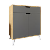 Комод в гостиную с белыми ножками М-ЗОН Борн 750 Дуб Артизан/Антрацит (MZN-031041)