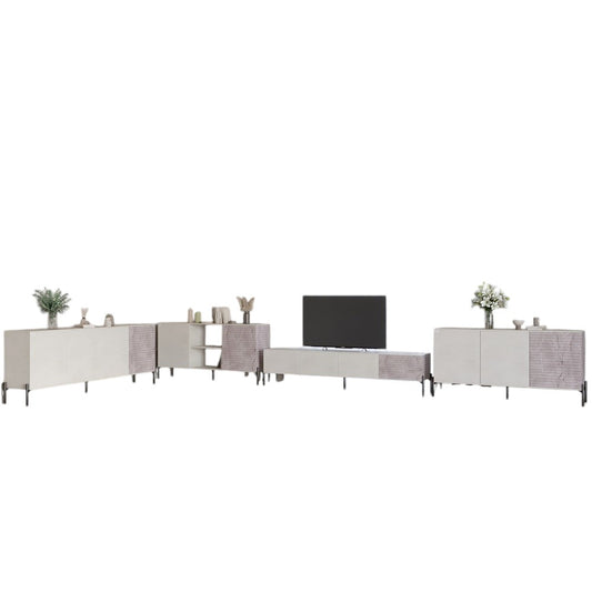 Комплект модульный для гостиной LION Грей 4 элемента с черными металлическими ножками Бетон Style/Камень (LION-042827)