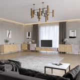 Комплект модульный для гостиной LION Грей 4 элемента с золотыми металлическими ножками Дуб Аппалачи/Камень (LION-042922)