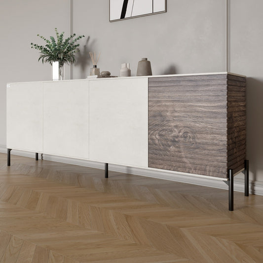 Комод в гостиную на черных металлических ножках LION Грей 204x38x76,5 см Бетон Style/Дерево (LION-042502)