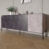 Комод в гостиную на черных металлических ножках LION Грей 204x38x76,5 см Бетон темный/Камень (LION-042612)