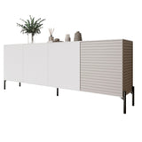 Комод в гостиную на черных металлических ножках LION Грей 204x38x76,5 см Нимфея Альба (белый)/Кашемир (LION-042632)