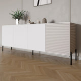 Комод в гостиную на черных металлических ножках LION Грей 204x38x76,5 см Нимфея Альба (белый)/Кашемир (LION-042632)