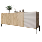 Комод в гостиную на черных металлических ножках LION Грей 204x38x76,5 см Дуб Аппалачи/Кашемир (LION-042622)