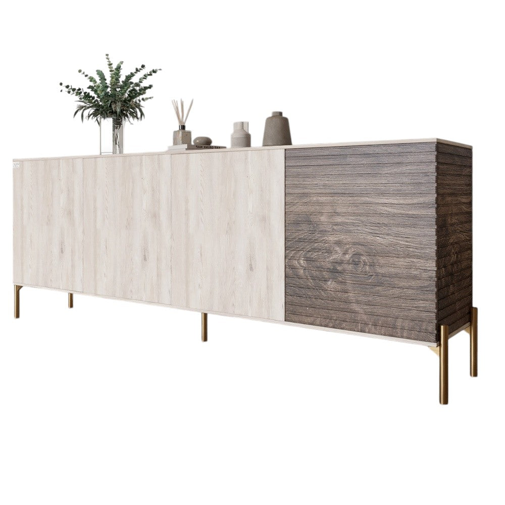 Комод на золотых металлических ножках LION Грей 204x38x76,5 см Самоа Дымчатый/Дерево (LION-042652)