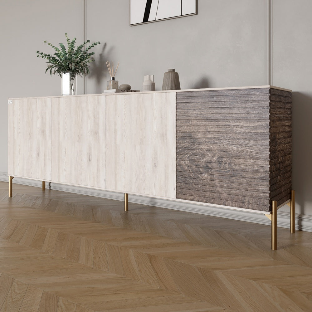 Комод на золотых металлических ножках LION Грей 204x38x76,5 см Самоа Дымчатый/Дерево (LION-042652)