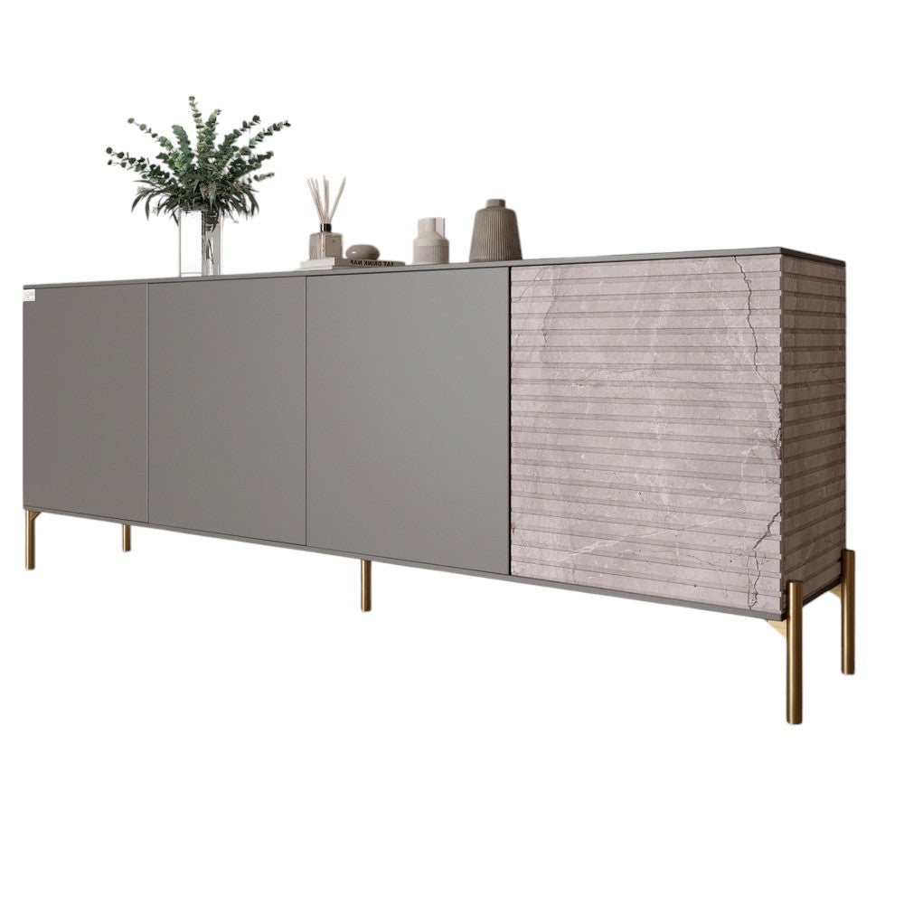 Комод на золотых металлических ножках LION Грей 204x38x76,5 см Антрацит/Камень (LION-042683)