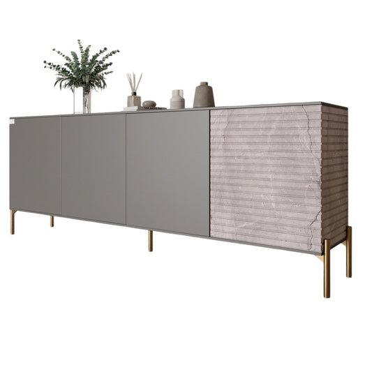 Комод на золотых металлических ножках LION Грей 204x38x76,5 см Антрацит/Камень (LION-042683)