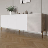 Комод на золотых металлических ножках LION Грей 204x38x76,5 см Нимфея Альба (белый)/Кашемир (LION-042642)