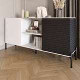 Комод открытый на черных металлических ножках LION Грей Нимфея Альба/Асфальт (LION-042722)