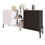 Комод открытый на черных металлических ножках LION Грей Нимфея Альба/Асфальт (LION-042722)