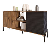 Комод открытый на черных металлических ножках LION Грей Дуб Ливорно/Асфальт (LION-042717)