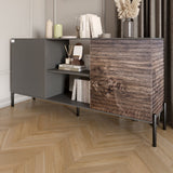 Комод открытый на черных металлических ножках LION Грей Антрацит/Дерево (LION-042756)