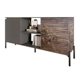 Комод открытый на черных металлических ножках LION Грей Антрацит/Дерево (LION-042756)