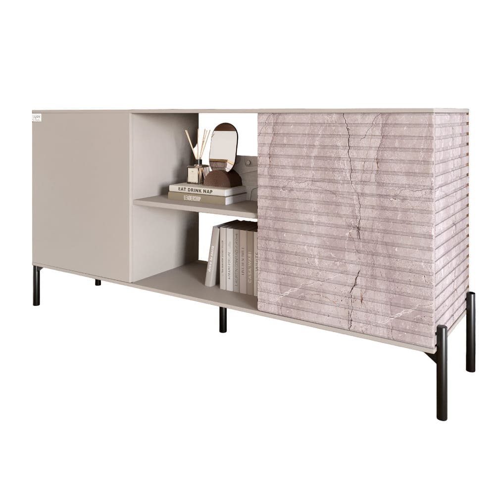 Комод открытый на черных металлических ножках LION Грей Кашемир/Камень (LION-042798)