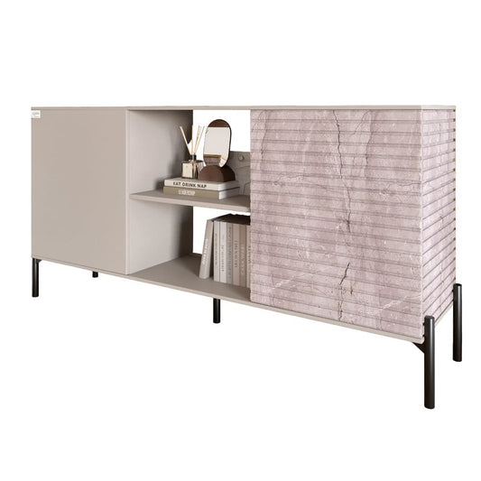 Комод открытый на черных металлических ножках LION Грей Кашемир/Камень (LION-042798)