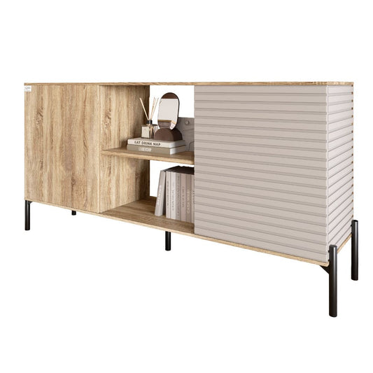 Комод открытый на черных металлических ножках LION Грей Дуб Сонома/Кашемир (LION-042868)