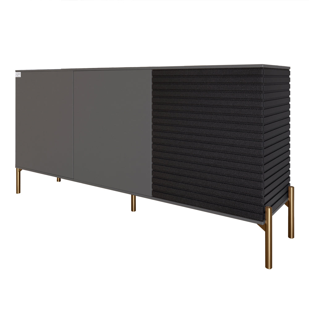 Комод закрыт в гостиную на золотых металлических ножках LION Грей 154x38x76,5 см Антрацит/Асфальт (LION-041818)