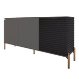 Комод закрыт в гостиную на золотых металлических ножках LION Грей 154x38x76,5 см Антрацит/Асфальт (LION-041818)