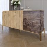 Комод закрыт в гостиную на золотых металлических ножках LION Грей 154x38x76,5 см Дуб Аппалачи/Дерево (LION-041838)