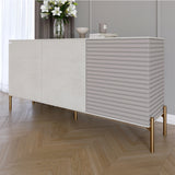 Комод закрытый в гостиную на золотых металлических ножках LION Грей 154x38x76,5 см Бетон Style/Кашемир (LION-041864)