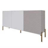 Комод закрытый в гостиную на золотых металлических ножках LION Грей 154x38x76,5 см Нимфея Альба (белый)/Кашемир (LION-041874)