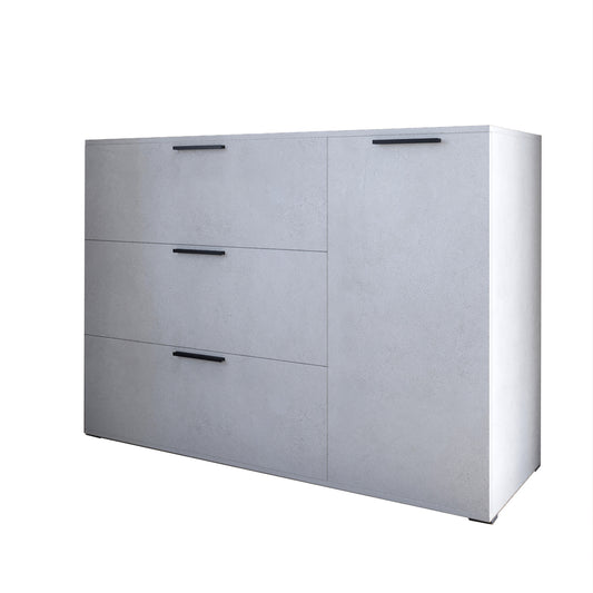 Комод LION Краш с тремя выдвижными ящиками и закрытыми полками Бетон style (LION-044147)