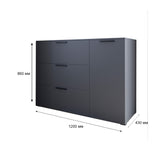 Комод LION Краш с тремя выдвижными ящиками и закрытыми полками Бетон style (LION-044147)