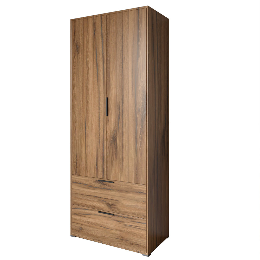 Шкаф распашный двухдверный LION Краш с 2 ящиками Дуб леворно (LION-044017)