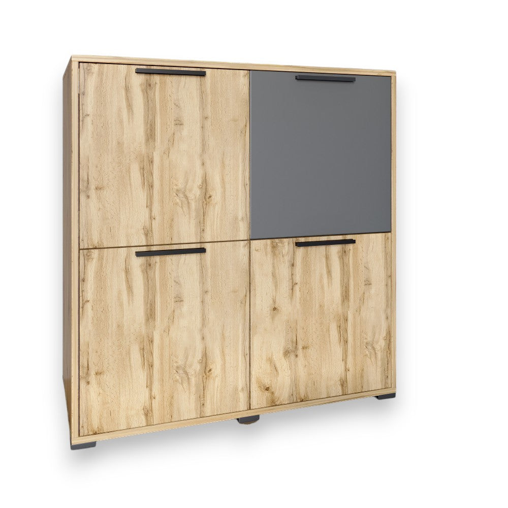 Тумба четырехдверная LION Краш 82x43x86 см Дуб аппалачи/Антрацит (LION-041759)