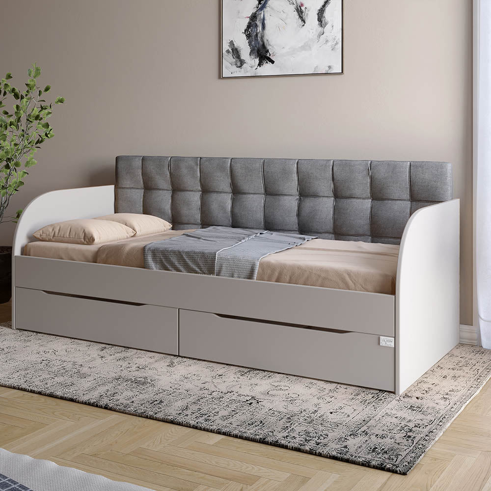 Детская односпальная кровать LION Л-7 с ящиками и ламелями Лили-95 90x200 см Кашемир (LION-041095)