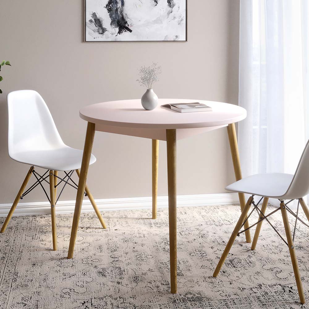 Обеденный стол круглый LION Маями-1 деревянные ножки Розовый (LION-041157)