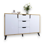 Комод в гостиную с черными ножками М-ЗОН Борн 1200 Дуб артизан/Нимфея Альба (белый) (MZN-031093)