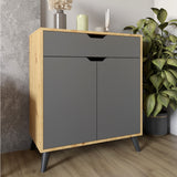 Комод в гостиную с черными ножками М-ЗОН Борн 750 Дуб Артизан/Антрацит (MZN-031049)