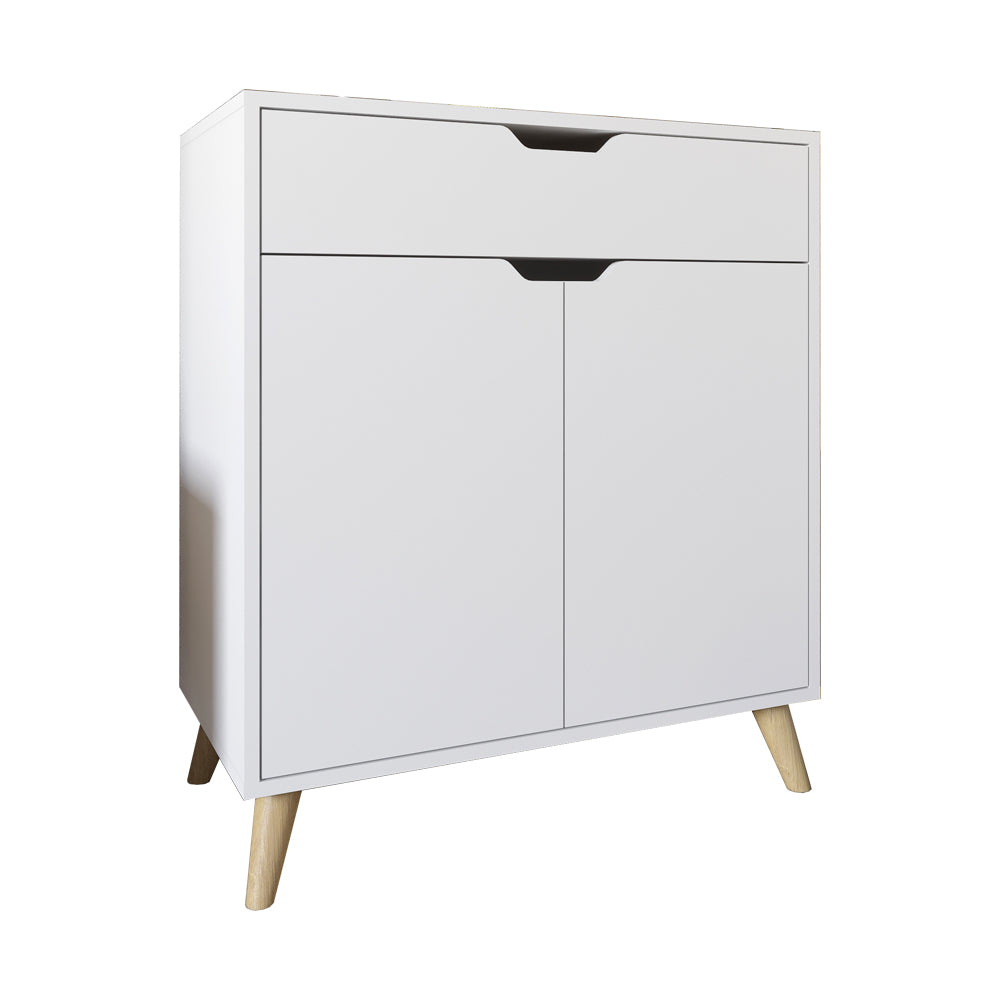 Комод в гостиную с ножками в цвете Орех светлый М-ЗОН Борн 750 Нимфеа Альба (белый) (MZN-031047)