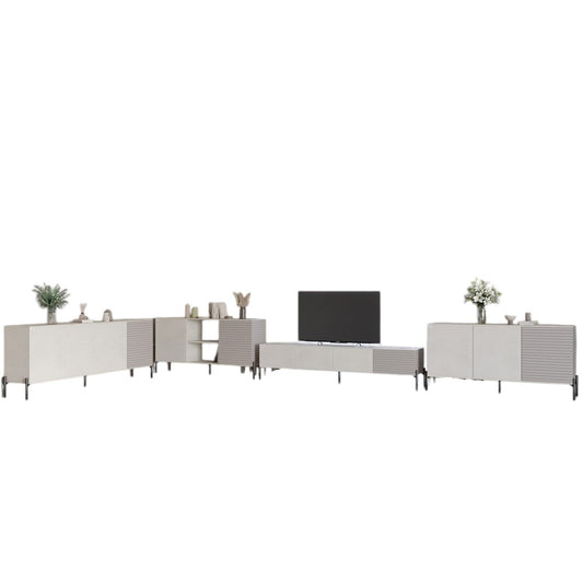 Комплект модульный для гостиной LION Грей 4 элемента с черными металлическими ножками Бетон Style/Кашемир (LION-042843)