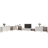 Комплект модульный для гостиной LION Грей 4 элемента с золотыми металлическими ножками Бетон Style/Дерево (LION-042889)