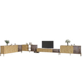 Комплект модульный для гостиной LION Грей 4 элемента с золотыми металлическими ножками Дуб Артизан/Дерево (LION-042879)