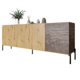 Комод в гостиную на черных металлических ножках LION Грей 204x38x76,5 см Дуб Артизан/Дерево (LION-042513)