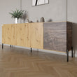 Комод в гостиную на черных металлических ножках LION Грей 204x38x76,5 см Дуб Артизан/Дерево (LION-042513)