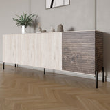 Комод в гостиную на черных металлических ножках LION Грей 204x38x76,5 см Самоа Дымчатый/Дерево (LION-042503)