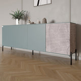 Комод в гостиную на черных металлических ножках LION Грей 204x38x76,5 см Гранит серый/Камень (LION-042613)