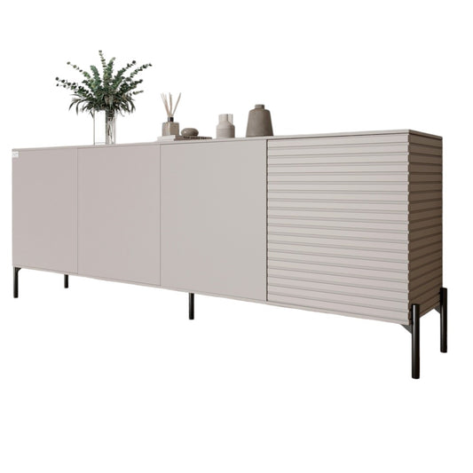 Комод в гостиную на черных металлических ножках LION Грей 204x38x76,5 см Кашемир/Кашемир (LION-042633)