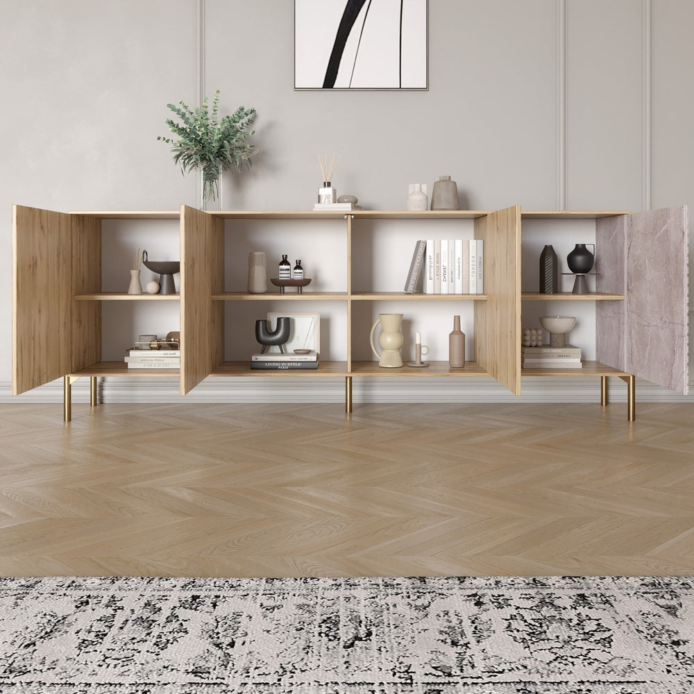 Комод на золотых металлических ножках LION Грей 204x38x76,5 см Бетон Style/Камень (LION-042694)