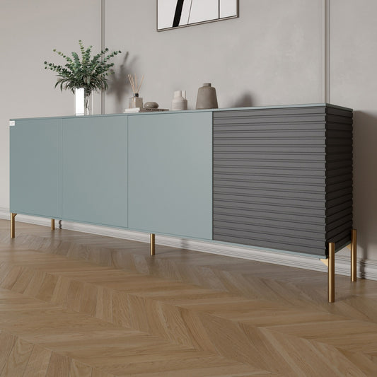 Комод на золотых металлических ножках LION Грей 204x38x76,5 см Гранит серый/Асфальт (LION-042673)