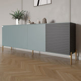 Комод на золотых металлических ножках LION Грей 204x38x76,5 см Гранит серый/Асфальт (LION-042673)