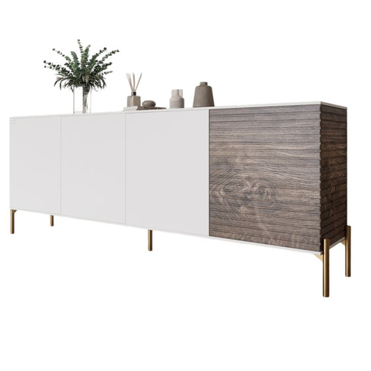 Комод на золотых металлических ножках LION Грей 204x38x76,5 см Нимфея Альба (белый)/Дерево (LION-042653)
