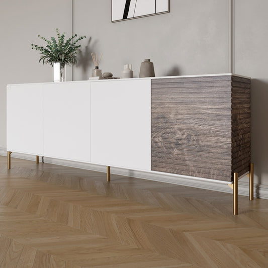 Комод на золотых металлических ножках LION Грей 204x38x76,5 см Нимфея Альба (белый)/Дерево (LION-042653)