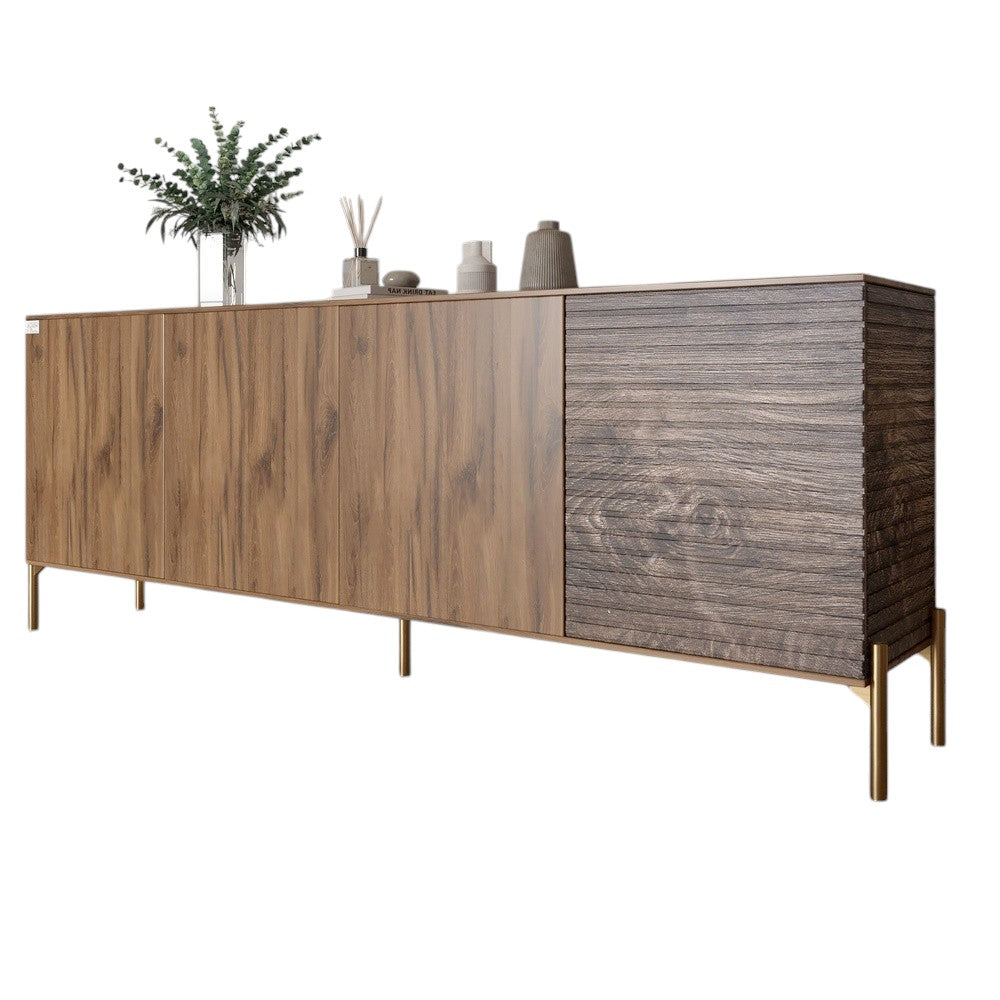 Комод на золотых металлических ножках LION Грей 204x38x76,5 см Дуб Ливорно/Дерево (LION-042663)